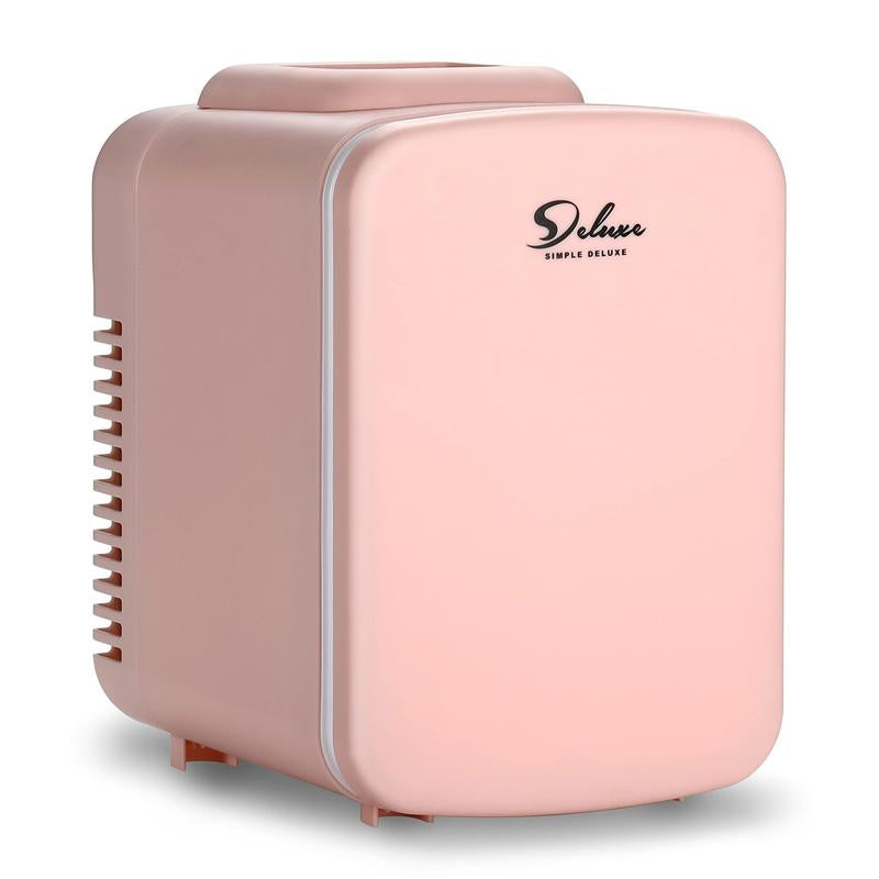 Simple Deluxe Mini Fridge, 4L/6 Can Portable Cooler & Warmer Freon-Free for Skincare, Beverage, Food, Cosmetics, AC/DC